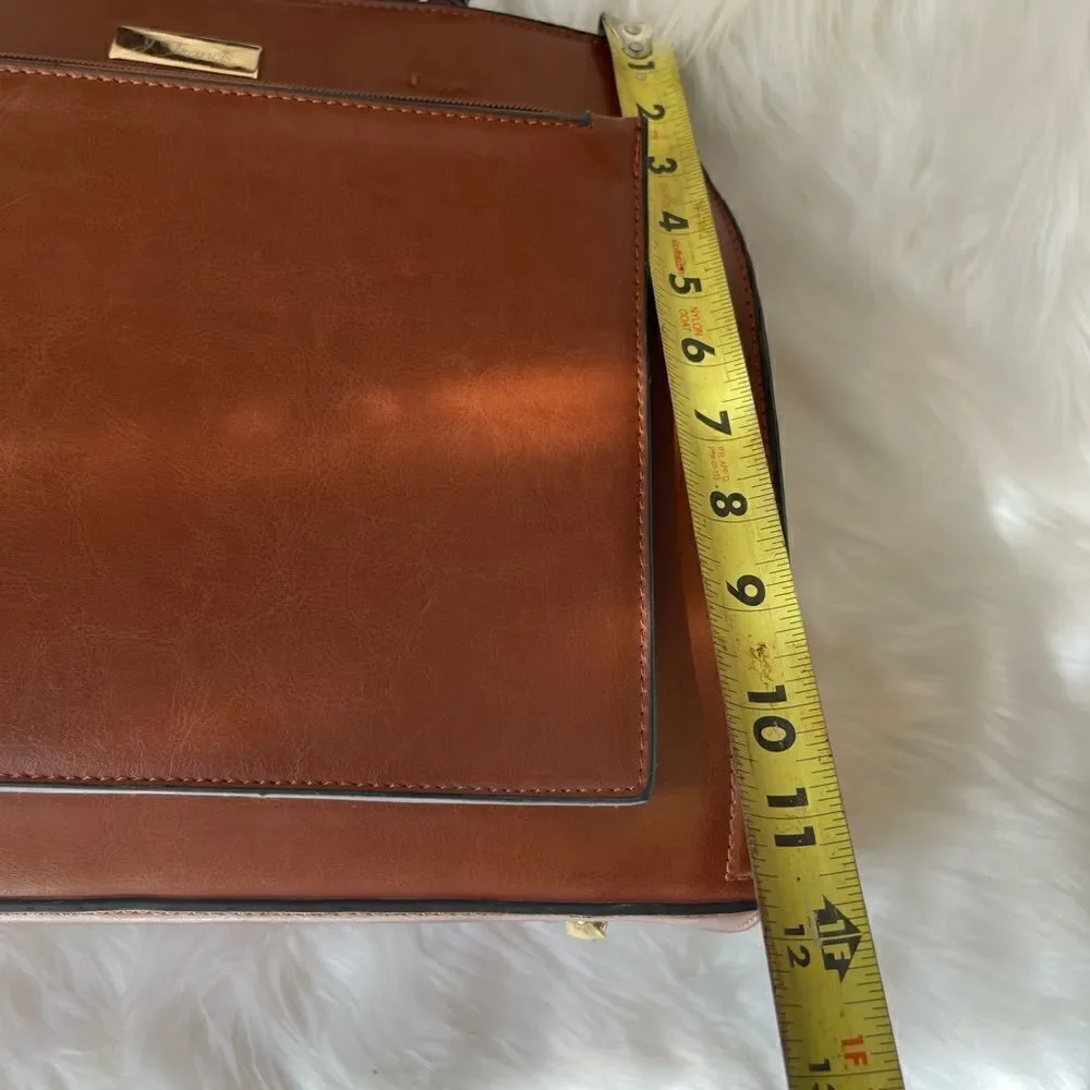 NWOT J Francis Brown satchel bag with crocs embossed print on sides & st…